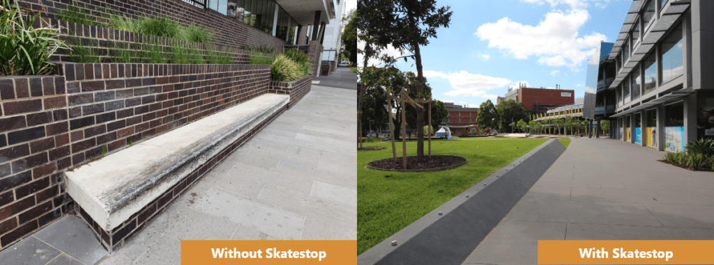 With vs without skatestop skate deterrents