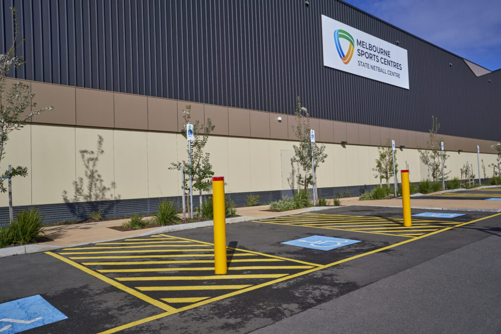 in ground bollards installed by classic architectural group at melbourne sports centres